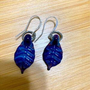 Blue leaf earrings 💙